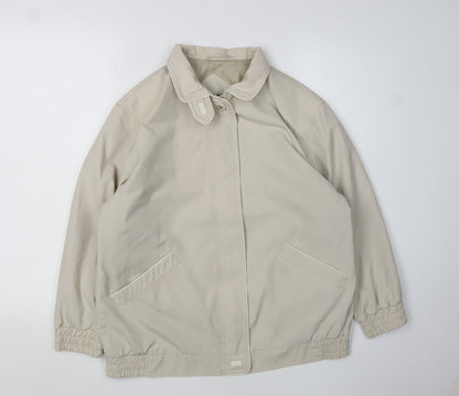BH Women's Beige Basic Jacket Size 10, Collared Elastic
