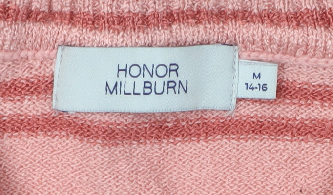Honor Millburn Women's Pink Collared Pullover Jumper M