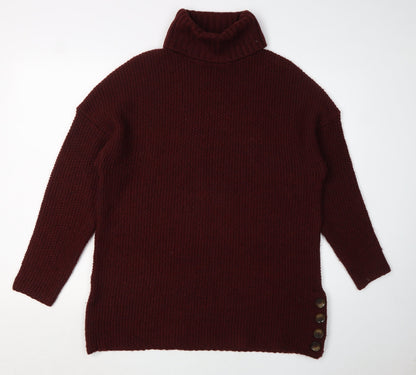 ONLY Women's Red Roll Neck Pullover Jumper Size L