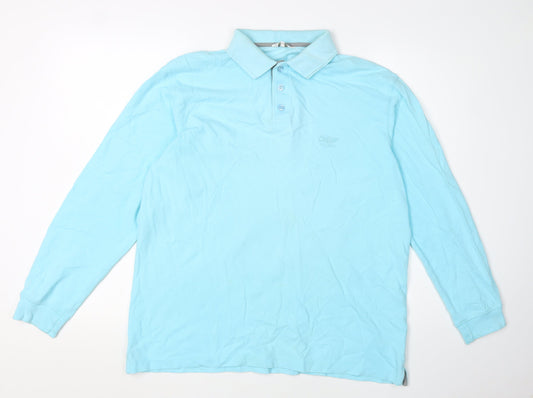 Cotton Traders Men's Blue Long Sleeve Polo - M
