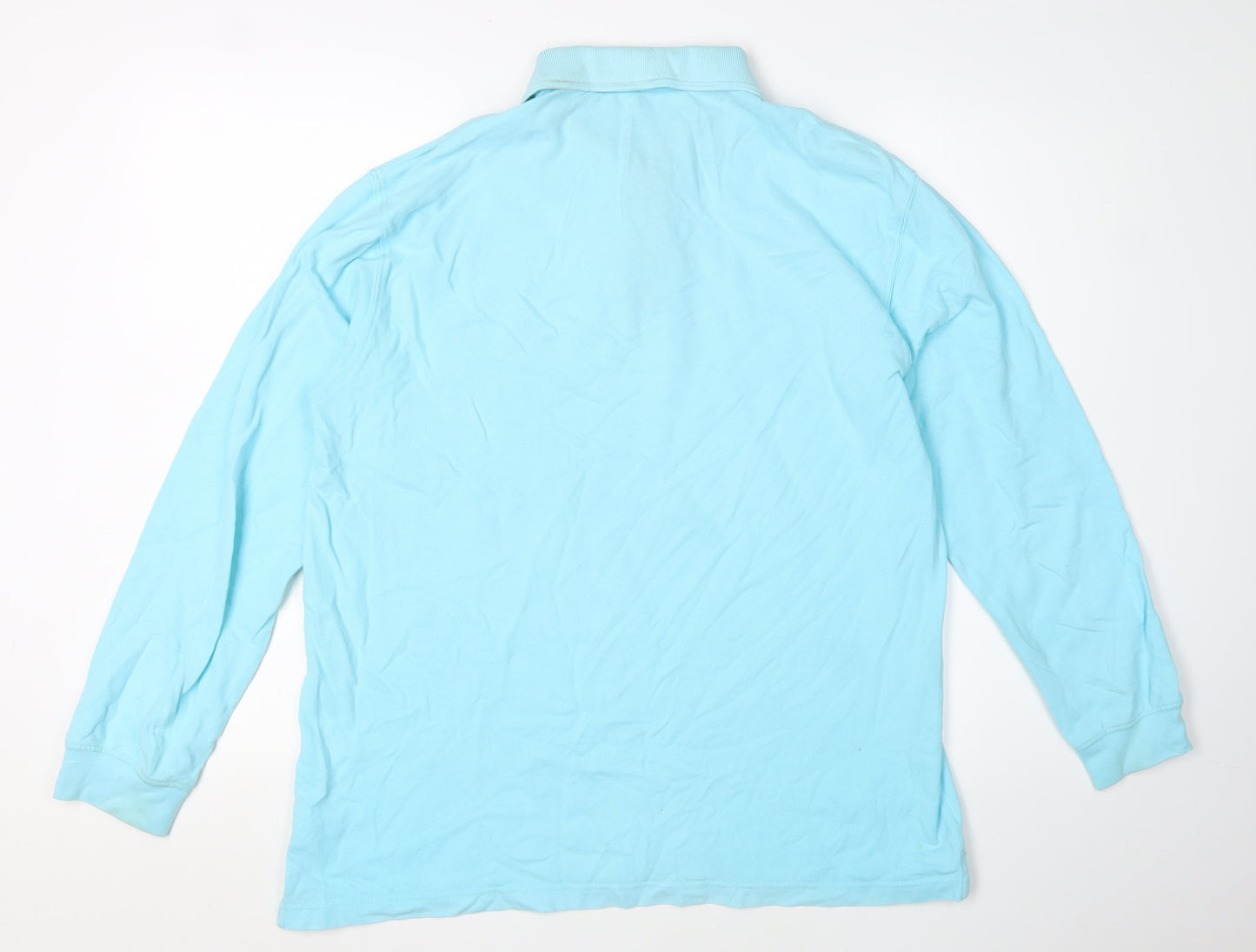 Cotton Traders Men's Blue Long Sleeve Polo - M