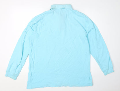 Cotton Traders Men's Blue Long Sleeve Polo - M