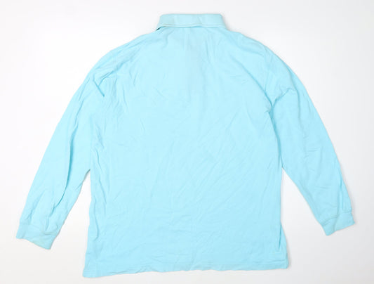 Cotton Traders Men's Blue Long Sleeve Polo - M