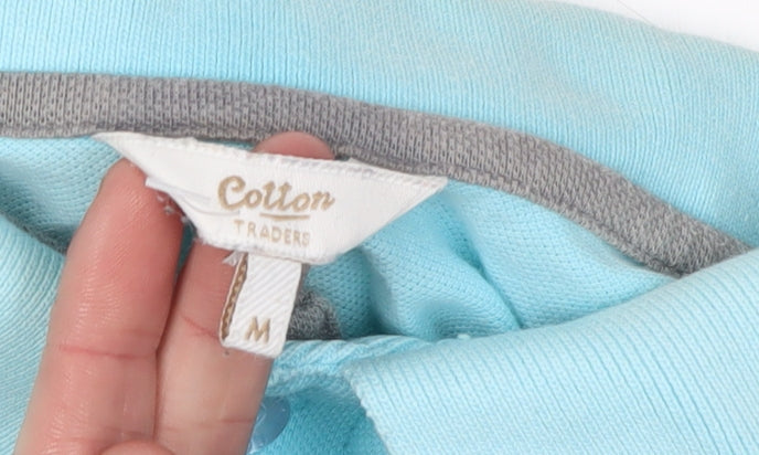 Cotton Traders Men's Blue Long Sleeve Polo - M