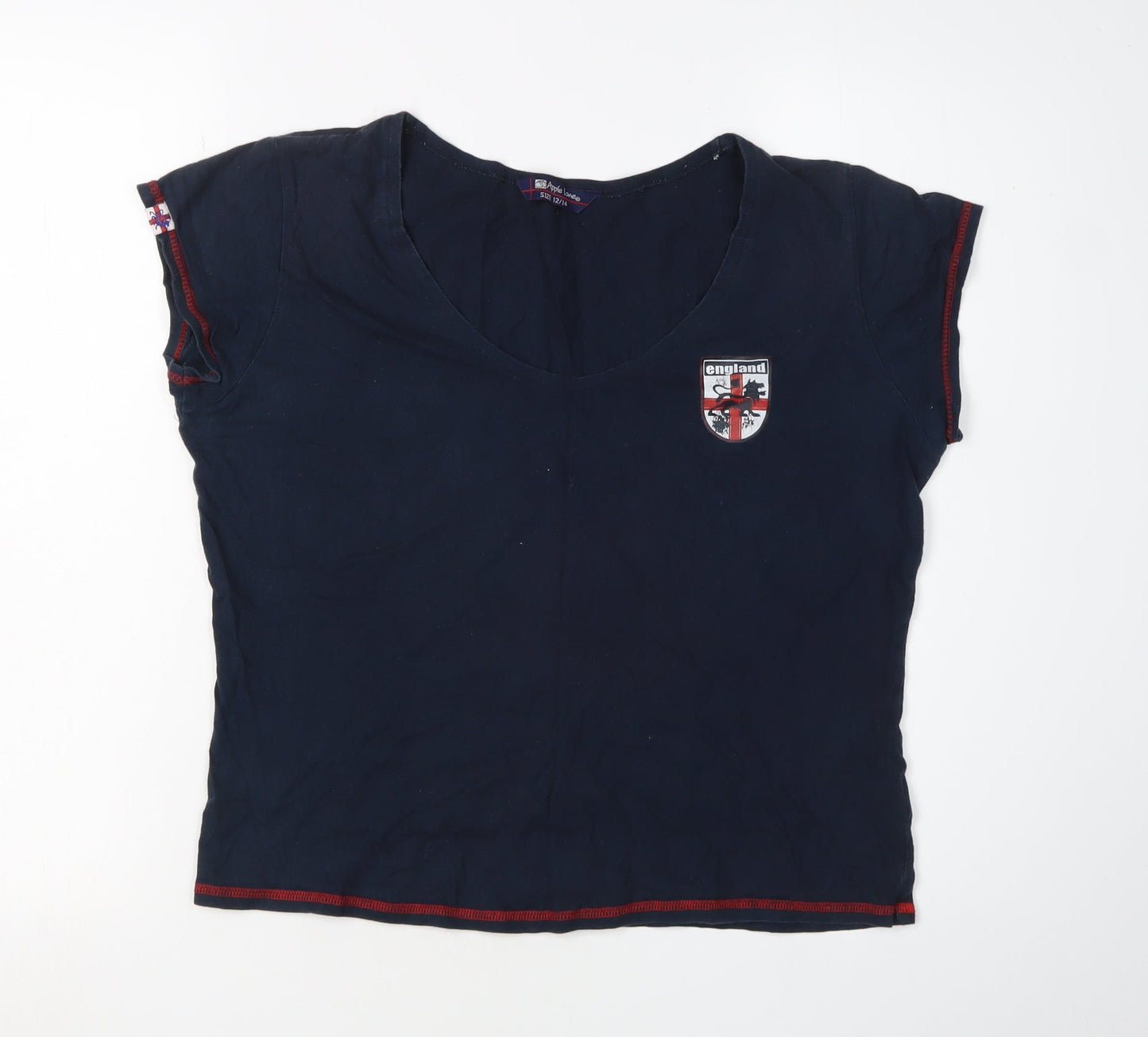 Apple Lane Women's Blue T-Shirt Size 12 Casual