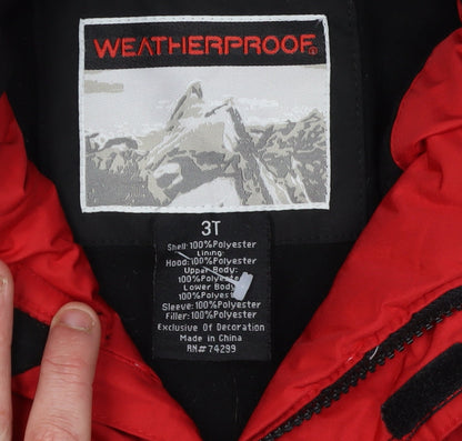 Weatherproof Boys Red Ski Jacket 3 Years Hooded Waterproof