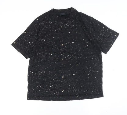 Womens UK Size M Vintage Black Basic T-Shirt