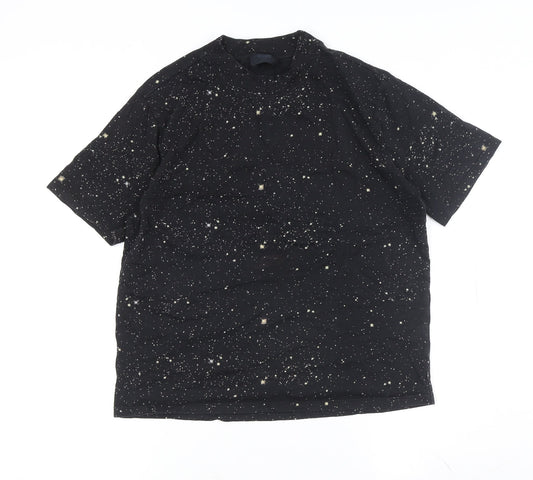 Womens UK Size M Vintage Black Basic T-Shirt