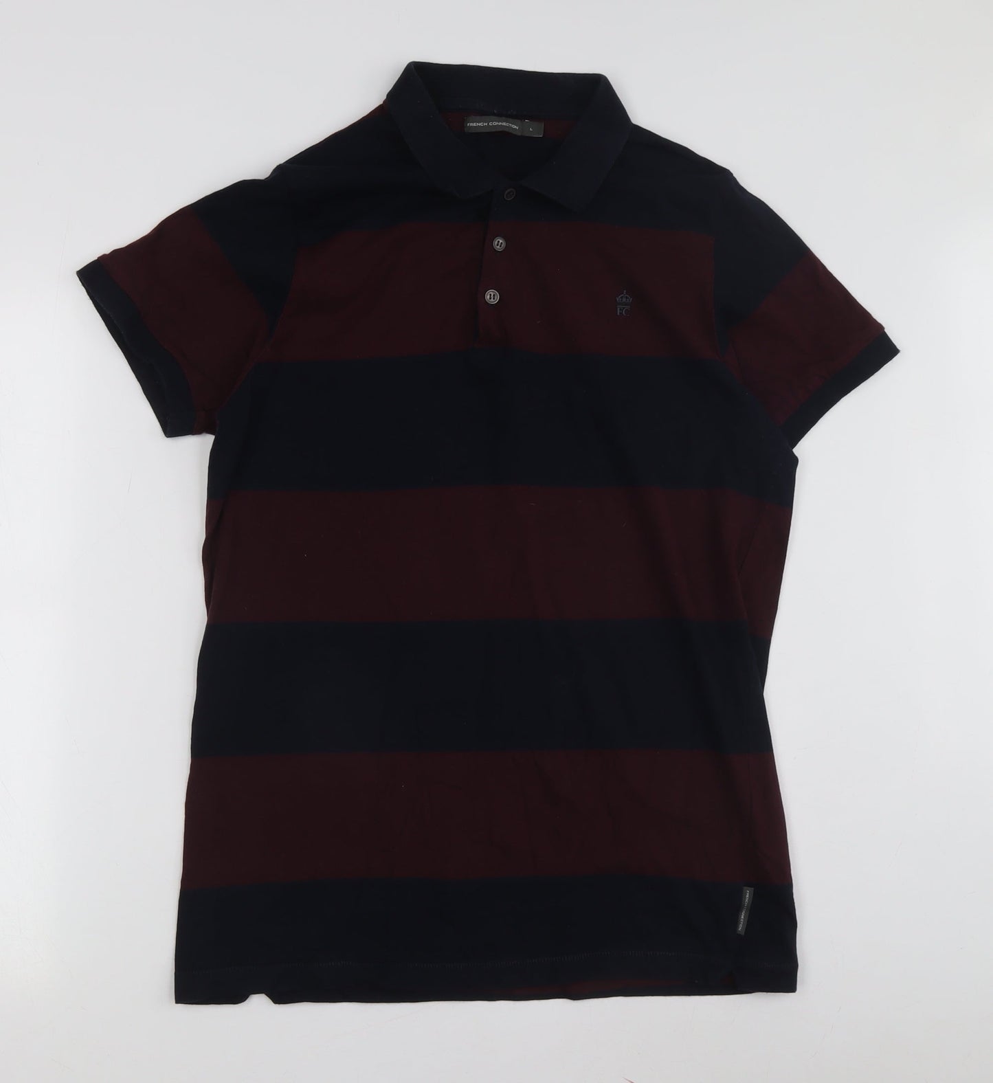 French Connection Men's Multicoloured Polo, L, Striped