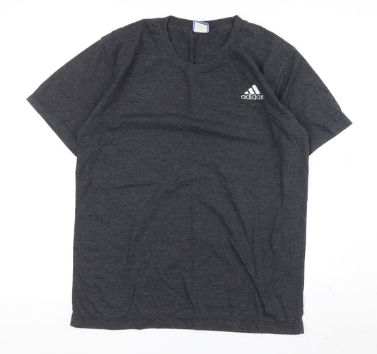 Adidas Men's Grey Short Sleeve T-Shirt Medium