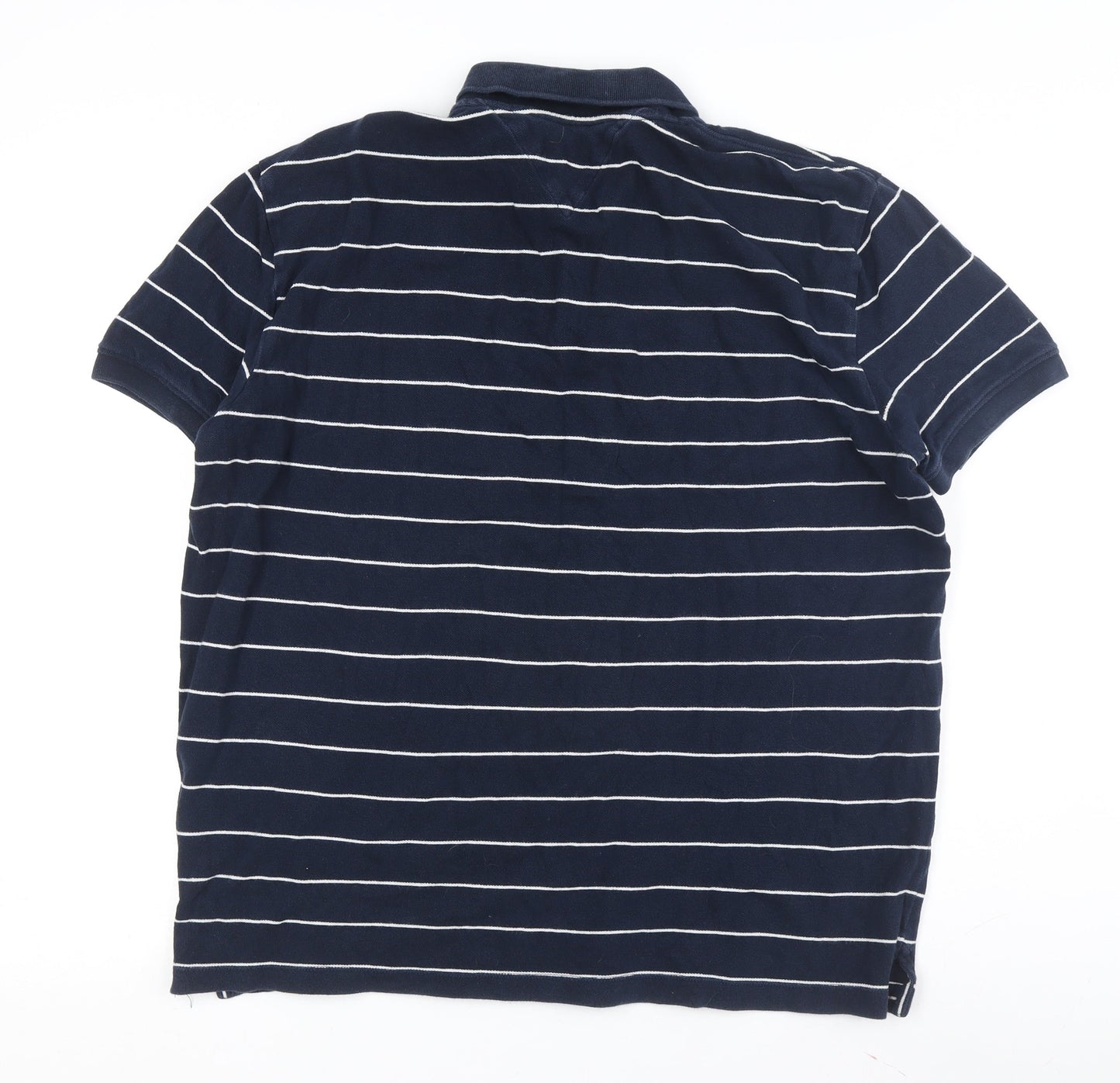 Tommy Jeans Men's Blue Striped Polo Shirt 2XL