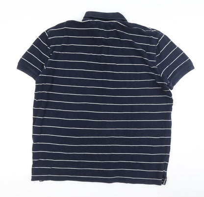Tommy Jeans Men's Blue Striped Polo Shirt 2XL