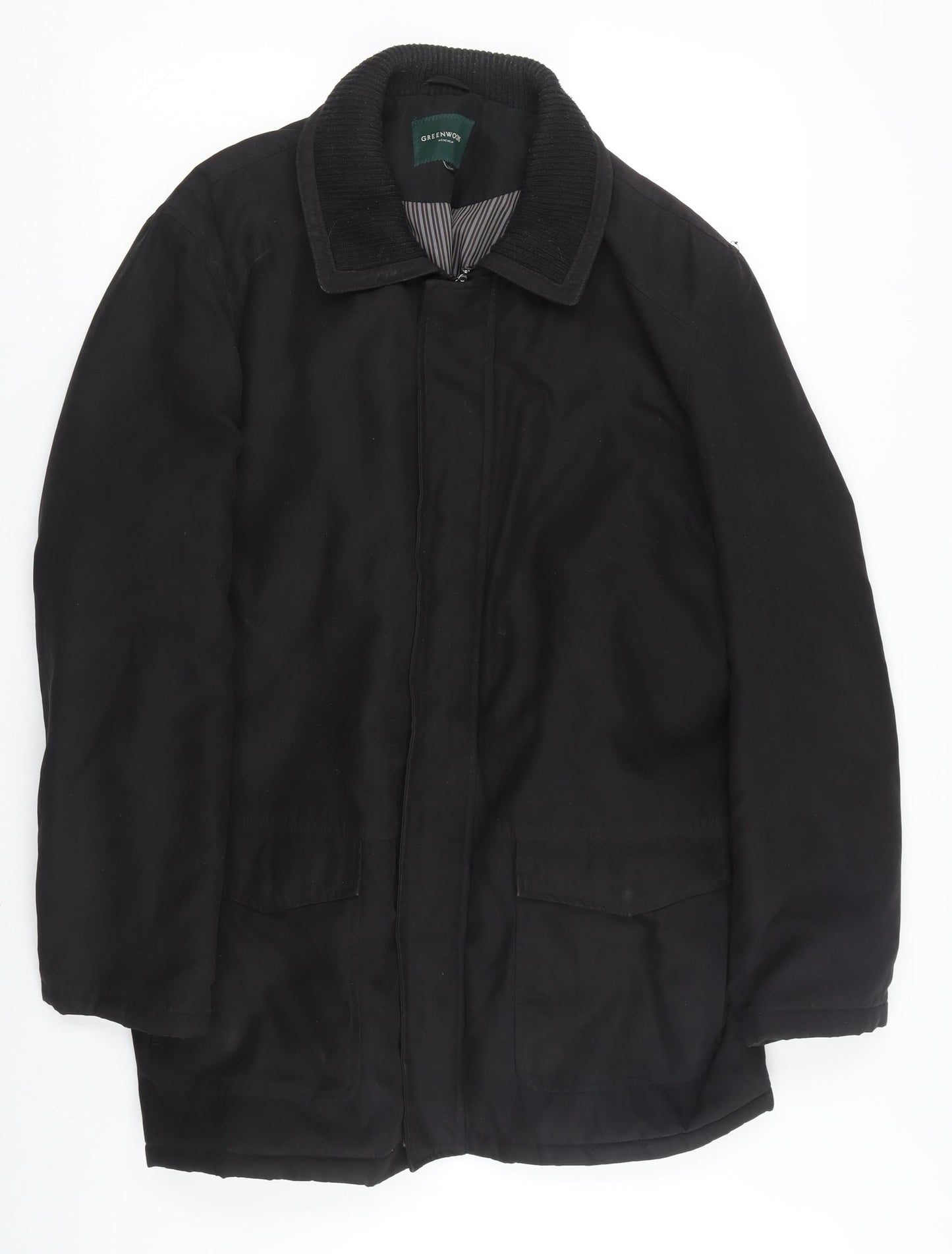 Mens UK Size M Greenwoods Black Overcoat
