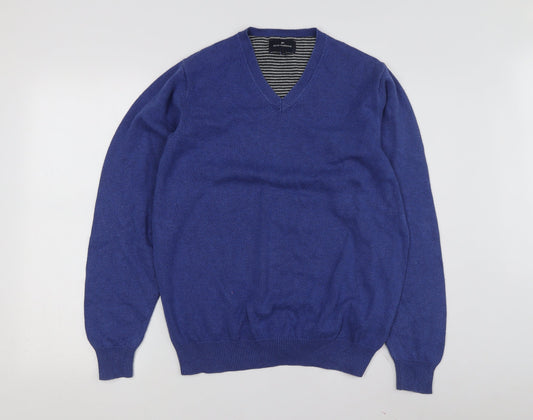 Blue Harbour Unisex Blue V-Neck Cotton Pullover Jumper M