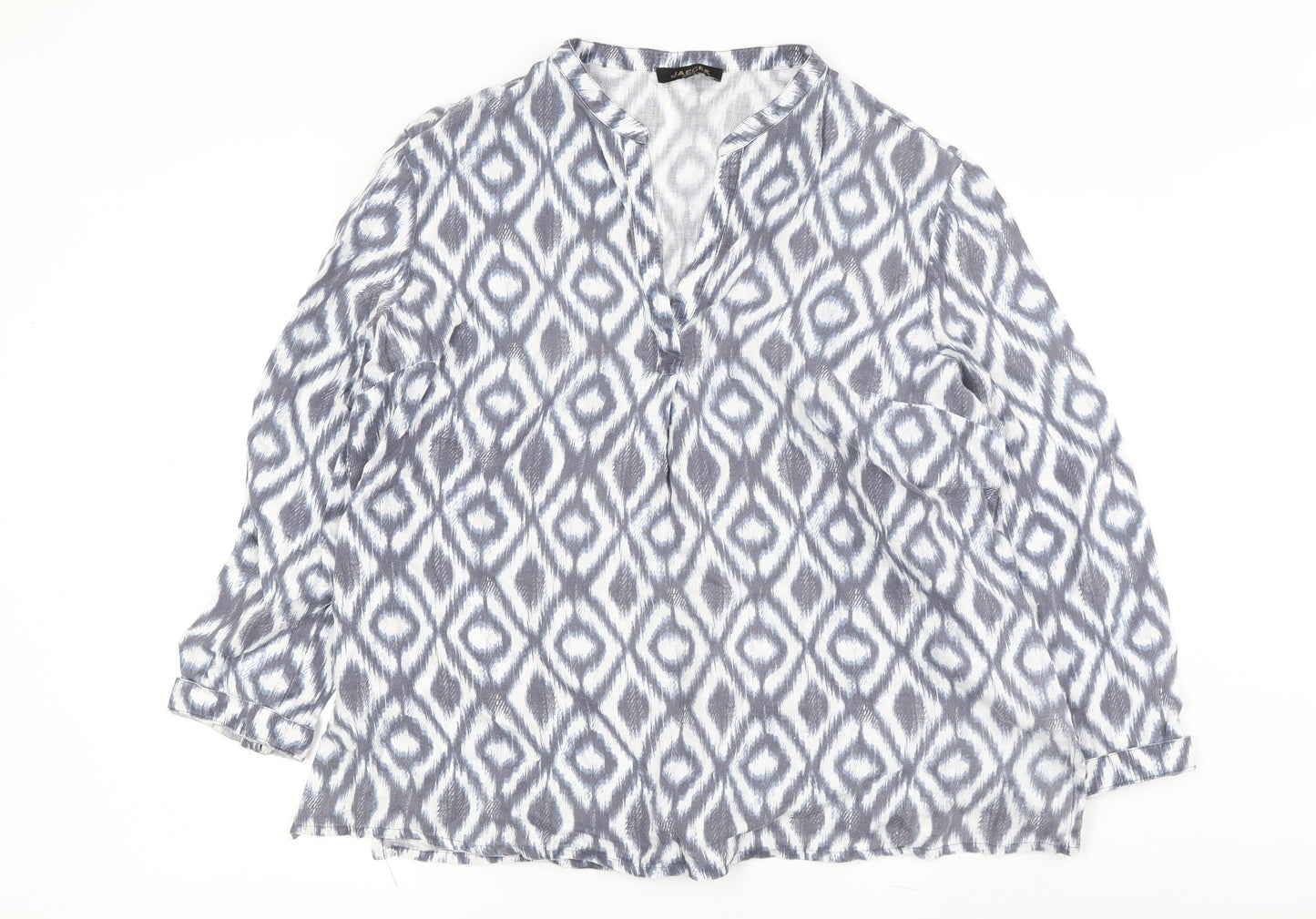 Jaeger Women's Grey Geometric Tunic Blouse Size 12