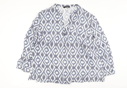Jaeger Women's Grey Geometric Tunic Blouse Size 12