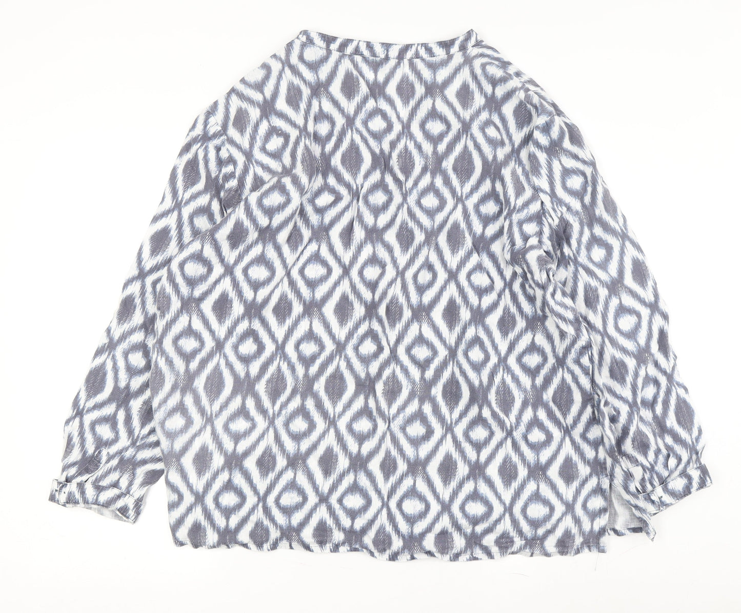 Jaeger Women's Grey Geometric Tunic Blouse Size 12