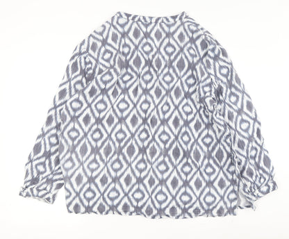 Jaeger Women's Grey Geometric Tunic Blouse Size 12