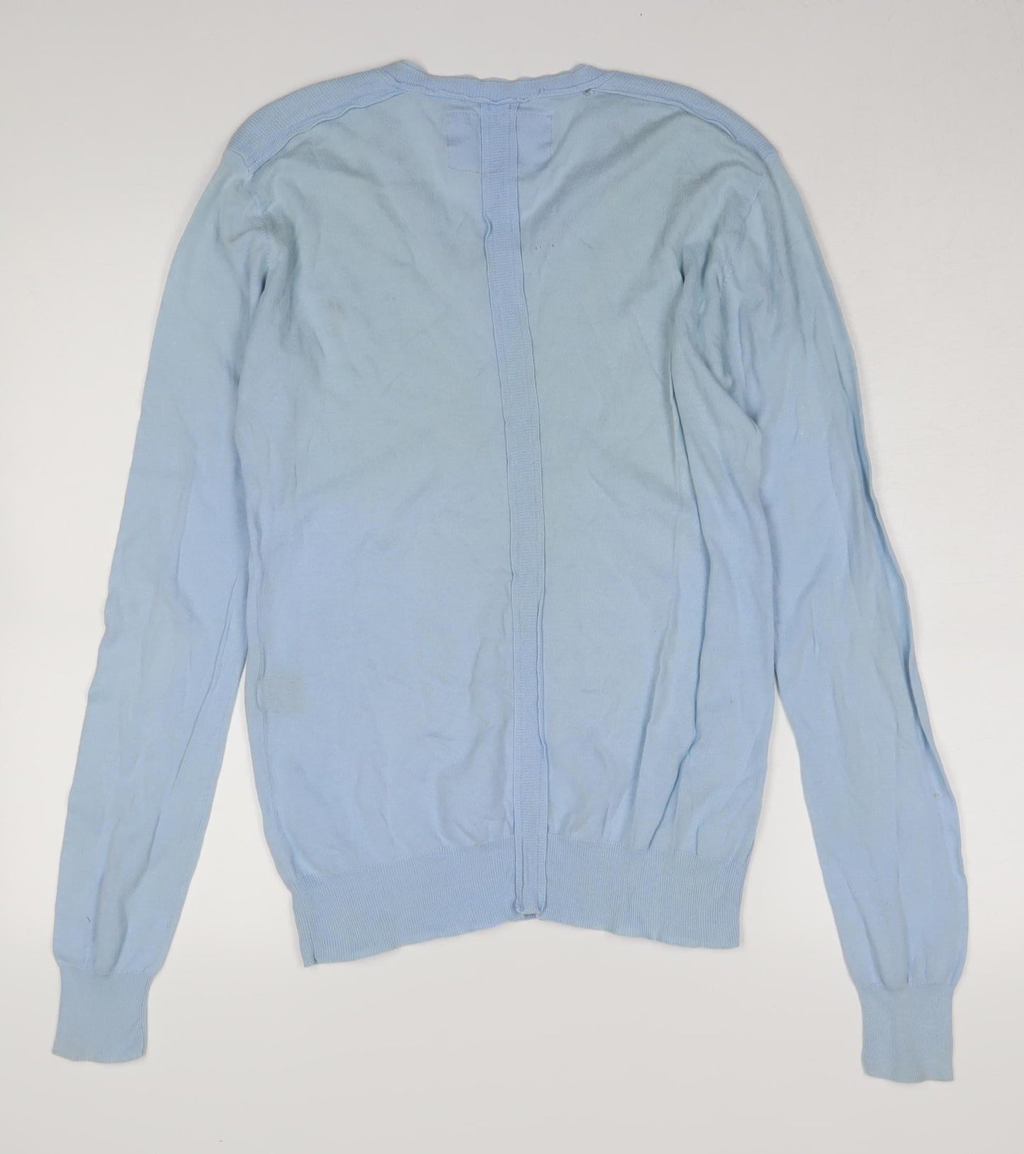 AllSaints Men's Blue V-Neck Cotton Jumper S