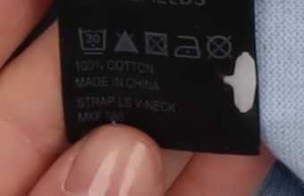 AllSaints Men's Blue V-Neck Cotton Jumper S