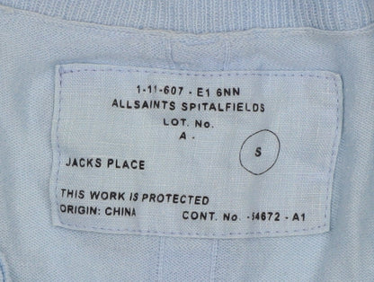 AllSaints Men's Blue V-Neck Cotton Jumper S