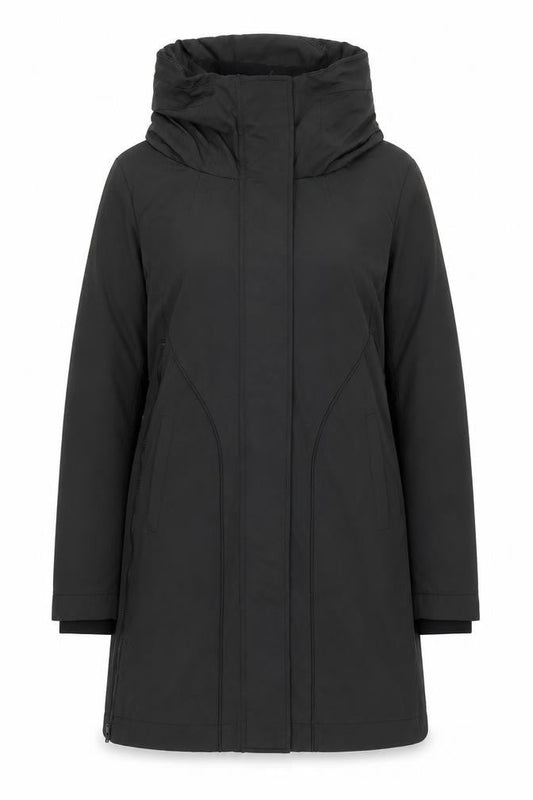 Sandwich Women's Black Long Hooded Coat Size 6