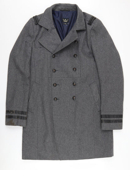 Mens UK Size L River Island Grey Pea Coat