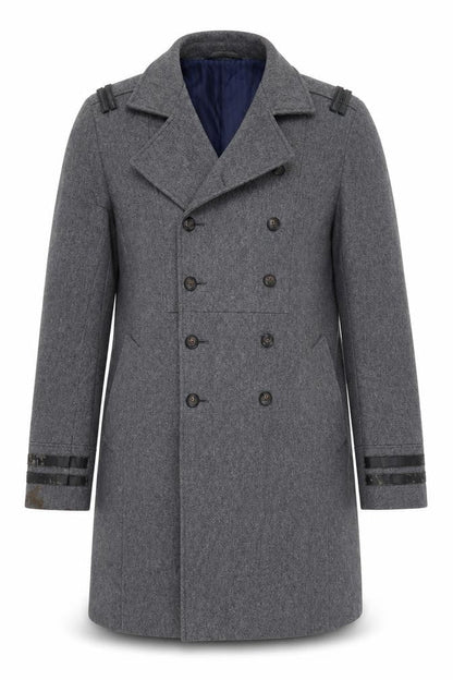 Mens UK Size L River Island Grey Pea Coat