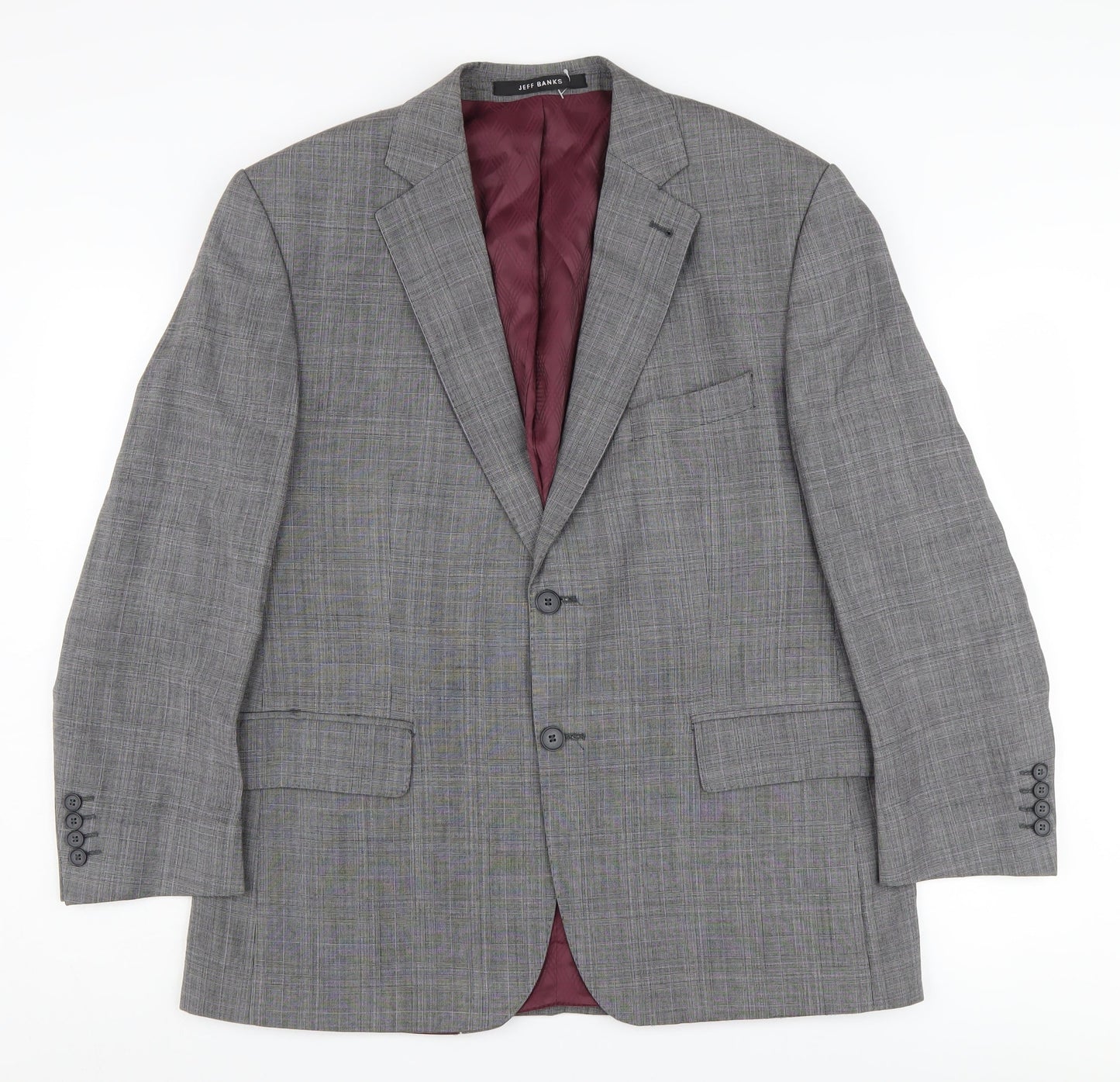 Mens UK Size 42 Jeff Banks Regular Grey Suit Jacket