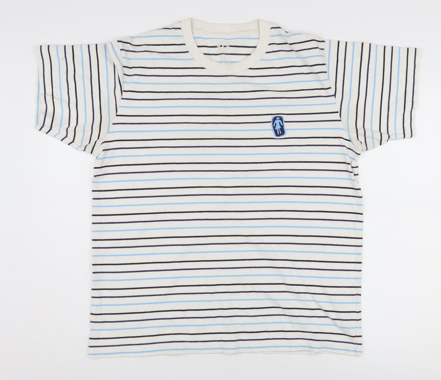UT Men's White & Blue Striped T-Shirt L