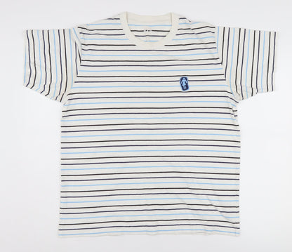 UT Men's White & Blue Striped T-Shirt L