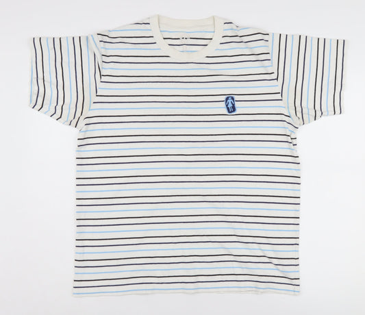 UT Men's White & Blue Striped T-Shirt L