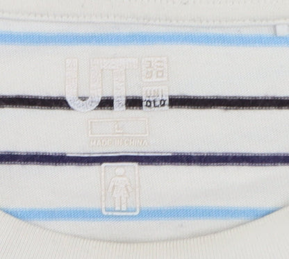 UT Men's White & Blue Striped T-Shirt L