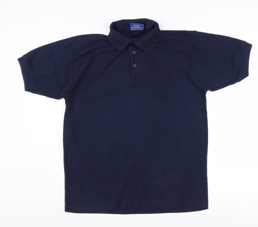 Zantos Men's Blue Polo Shirt Medium Solid Slim Casual