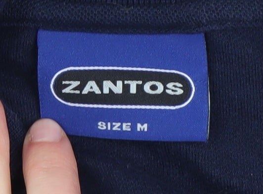Zantos Men's Blue Polo Shirt Medium Solid Slim Casual