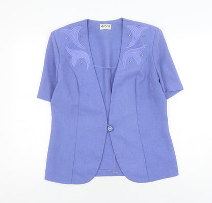 Monti Women Purple Blouse Size 12 Short Sleeve V-Neck