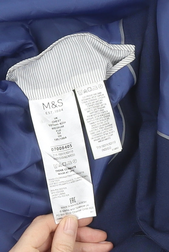 Mens UK Size 42 Marks and Spencer Regular Blue Suit Jacket