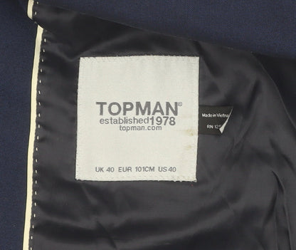 Mens UK Size 40 Topman Regular Blue Suit Jacket