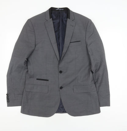Mens UK Size 40 River Island Regular Grey Suit Jacket