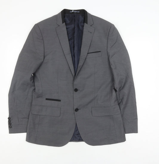 Mens UK Size 40 River Island Regular Grey Suit Jacket