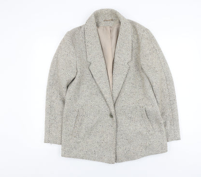 C&A Women's Grey Wool Blend Blazer UK 10 Belted