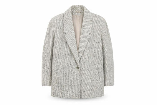 Front view of C&A Women's Grey Wool Blend Blazer UK 10 Belted
