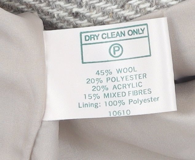 C&A Women's Grey Wool Blend Blazer UK 10 Belted