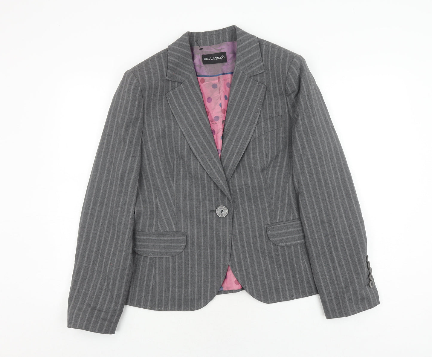 Marks and Spencer Grey Pinstripe Women's Blazer UK 16
