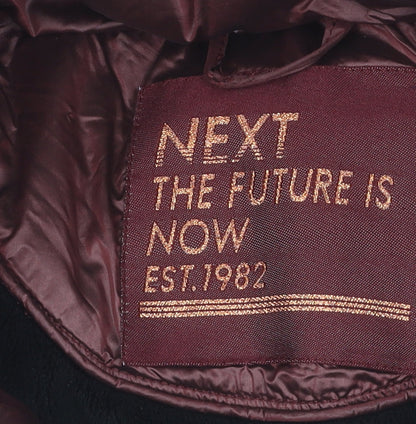 Next Girls Burgundy Puffer Jacket 8Y Hooded Winter Coat