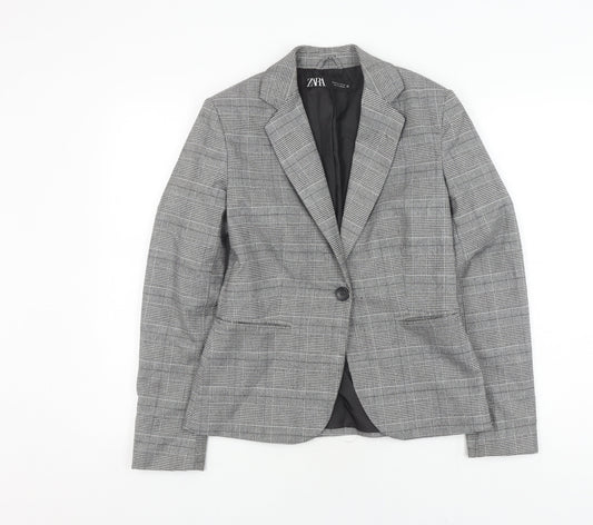 Zara Women's Grey Check Blazer, Size 6, Business Casual