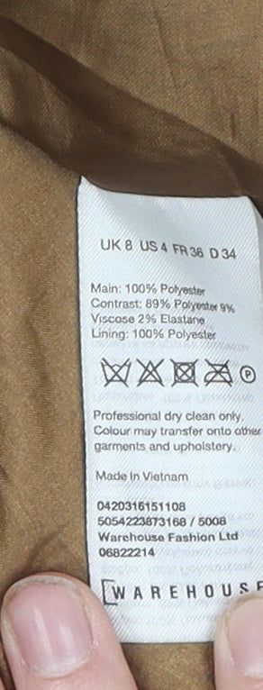 Womens UK Size 8 Warehouse Brown Overcoat