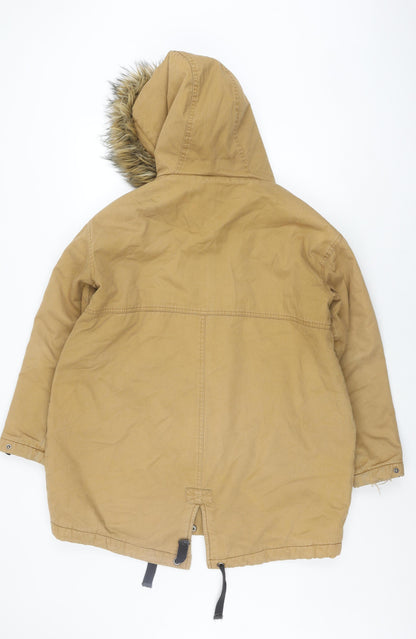 ASOS Unisex Beige Parka Jacket with Fur Trim