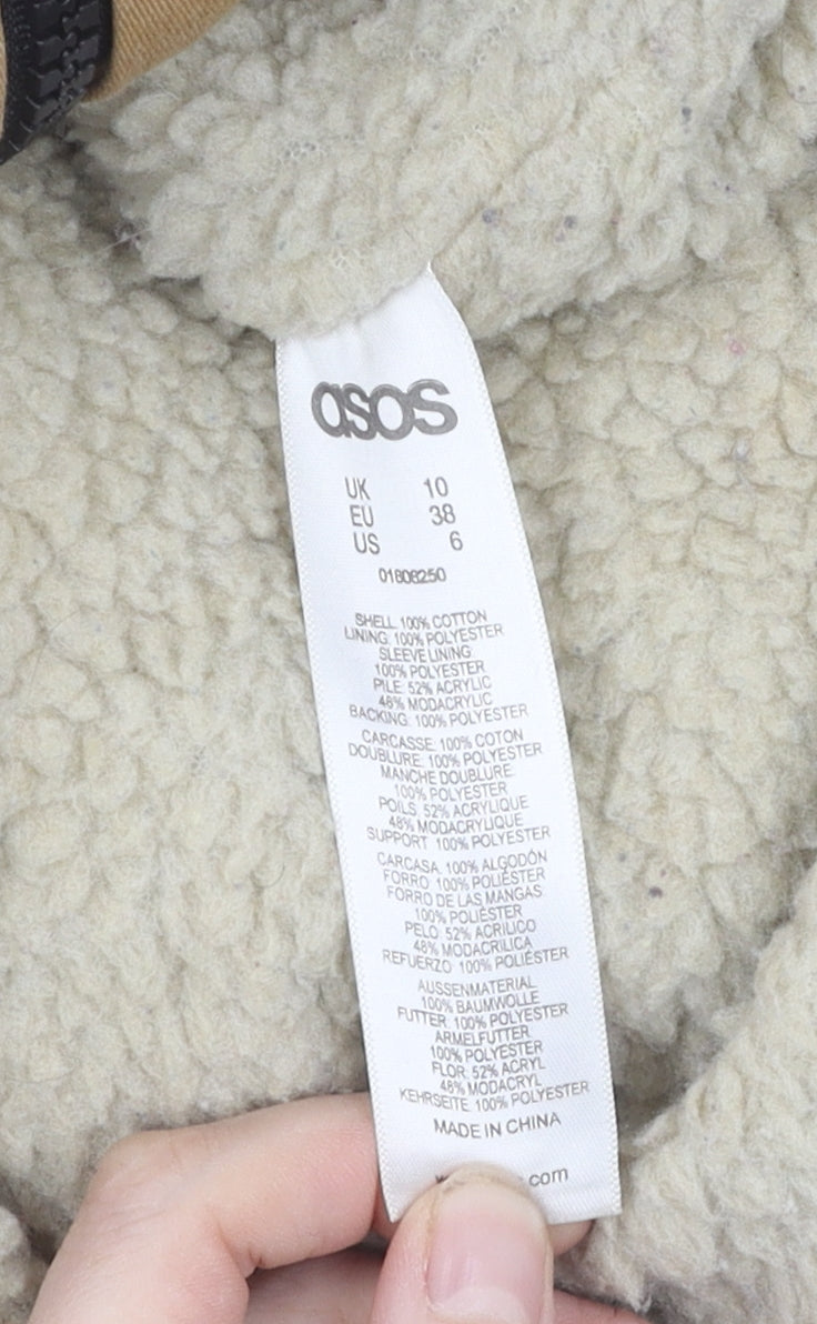 ASOS Unisex Beige Parka Jacket with Fur Trim