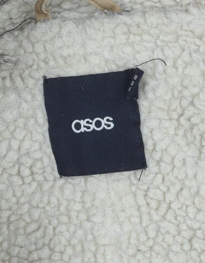 ASOS Unisex Beige Parka Jacket with Fur Trim